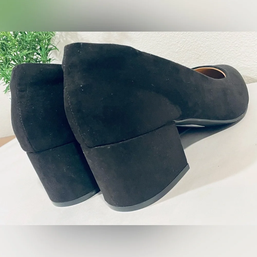 Lane Bryant Dream Cloud Black Faux Suede Pointy-Toe Block-Heel Shoes | 9W | NWT